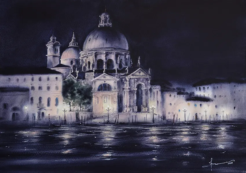 Ночной венецианский пейзаж