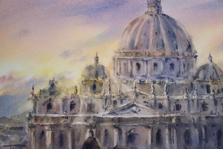 Рассвет над собором Святого Петра в Риме